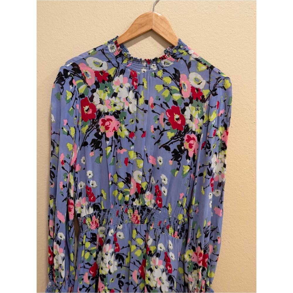 Tuckernuck byTiMo Floral Long-Sleeve Smocked Waist Dress in Lavender Blue XL - Picture 14 of 15